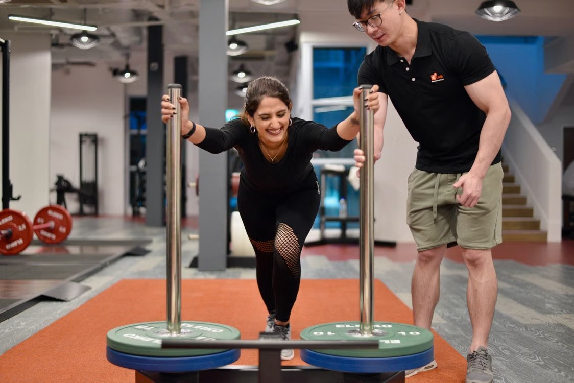 Strength training session for an executive client in Singapore